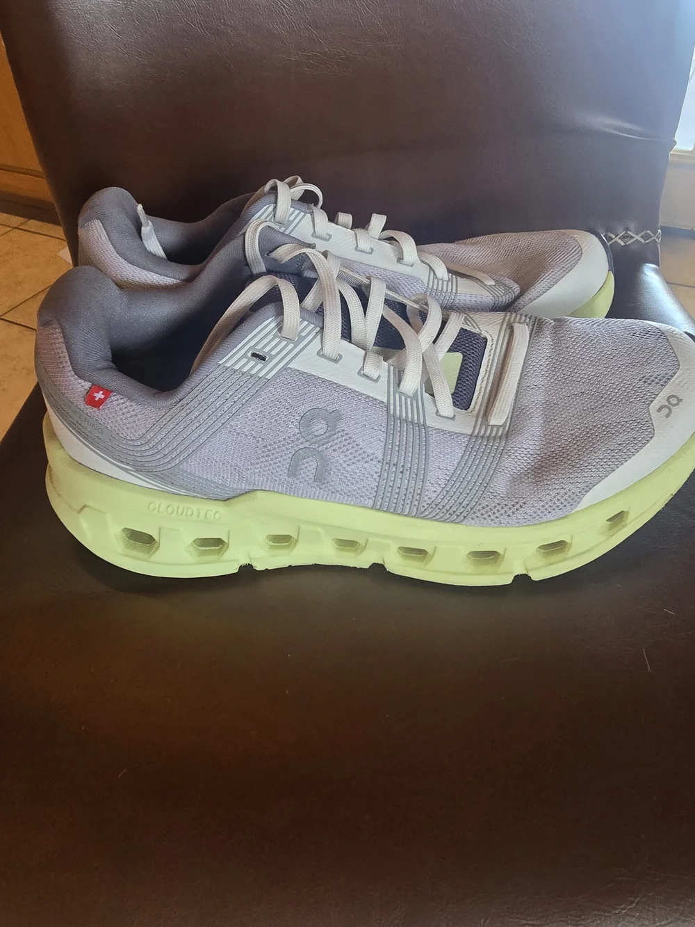 Light Gray and Lime Women's Athletic Running Shoes